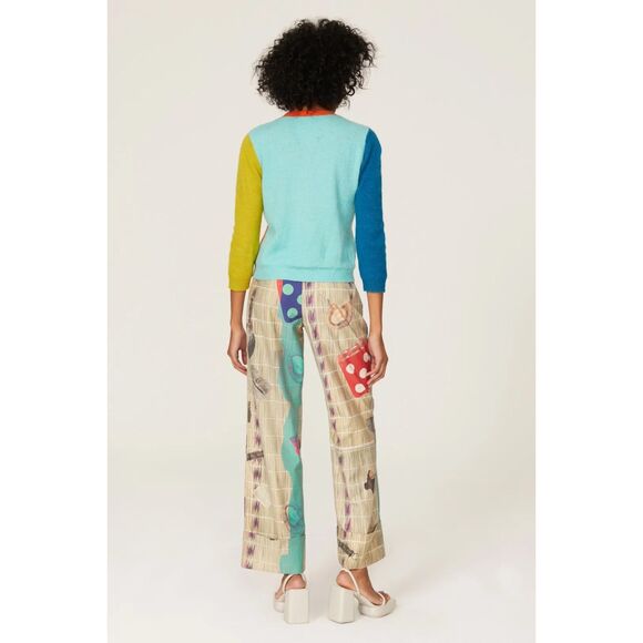 Simon Miller Didi Colorblock Cardigan Sweater in Blue, Orange & Yellow Size L - Picture 3 of 14